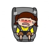 チャイルドシートに乗ったまま熱中症になっている子供（女の子）