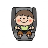 チャイルドシートに乗った子供（男の子）