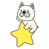 大きなお星さまに乗っているフレンチブルドッグ