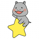 大きなお星さまに乗っているカバ