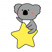 大きなお星さまに乗っているコアラ
