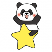 大きなお星さまに乗っているパンダ