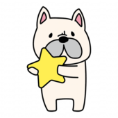 お星さまを持っているフレンチブルドッグ