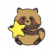 お星さまを持っているタヌキ