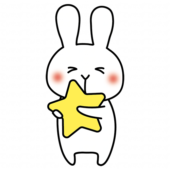 お星さまを持っている白いうさぎ