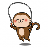 縄跳びをする猿
