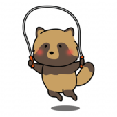 縄跳びをするタヌキ
