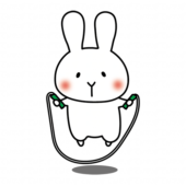 縄跳びをする白いうさぎ