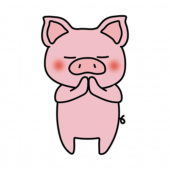 手を合わせて願い事をするぶた