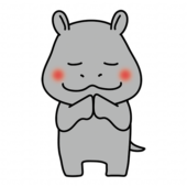 手を合わせて願い事をするカバ