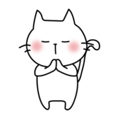 手を合わせて願い事をする白い猫