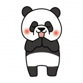 手を合わせて願い事をするパンダ