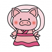 織姫の格好をしたぶた