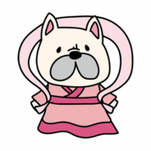 織姫の格好をしたフレンチブルドッグ