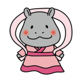 織姫の格好をしたカバ