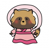 織姫の格好をしたタヌキ