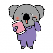 パジャマを着た眠そうなコアラ