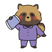 パジャマを着たタヌキ