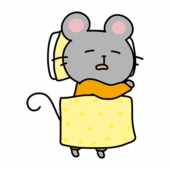 布団で寝ているネズミ