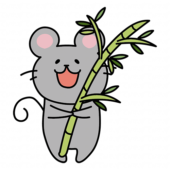 七夕の笹を準備をするネズミ