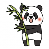 七夕の笹を準備をするパンダ