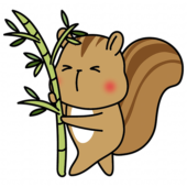 七夕の笹を準備をするリス