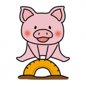 公園のタイヤとびで遊ぶぶた