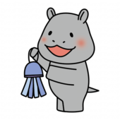 七夕の飾り付けをしているカバ