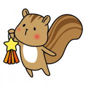 七夕の飾り付けをしているリス