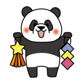 七夕飾りを持っているパンダ