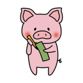 短冊に七夕の願い事を書くぶた