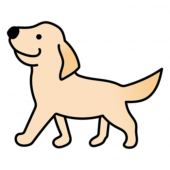 歩いているたれ耳わんちゃん