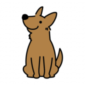 上を見上げる立ち耳わんちゃん