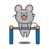 鉄棒をするネズミ