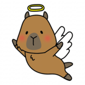飛んでいる天使の格好をしたカピバラ