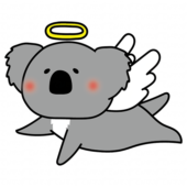 飛んでいる天使の格好をしたコアラ