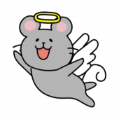 飛んでいる天使の格好をしたネズミ