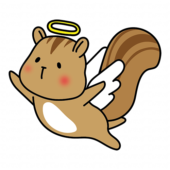 飛んでいる天使の格好をしたリス