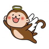 飛んでいる天使の格好をした猿