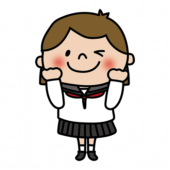 ガッツポーズをするセーラー服を着た中学生の女の子1