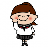 ガッツポーズをするセーラー服を着た中学生の女の子