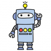 閃く青くて四角いロボット