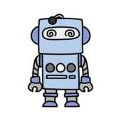 混乱する青くて四角いロボット