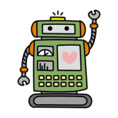 閃く緑で大きいロボット