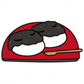 お皿にのったごま餡団子