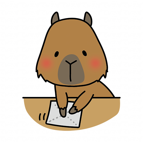 机を拭くお手伝いをするカピバラ