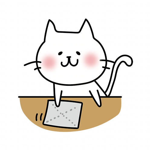 机を拭くお手伝いをする白い猫