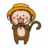 帽子をかぶってフェスを楽しむ猿