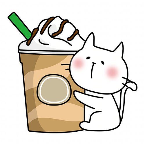 大きなフラッペと白い猫