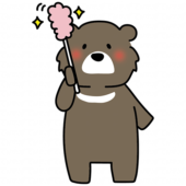はたきでほこりを取るクマ